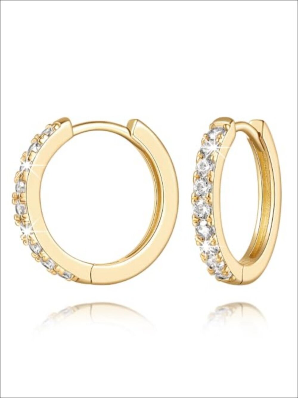 14K Gold Plated Hoop Earrings Cubic Zirconia Women